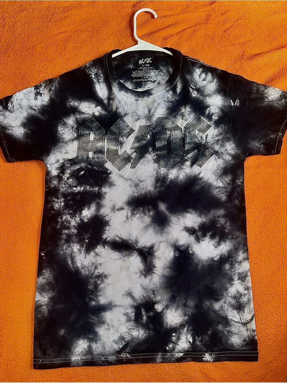 AC/DC Black & Gray Tie-Dye Logo Tee